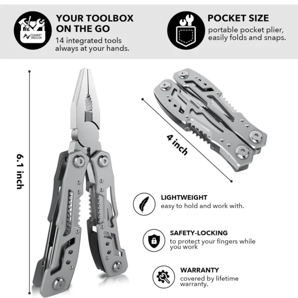 Fnagfo Multi-purpose Folding Pliers with Knives and Scissors - Image 2