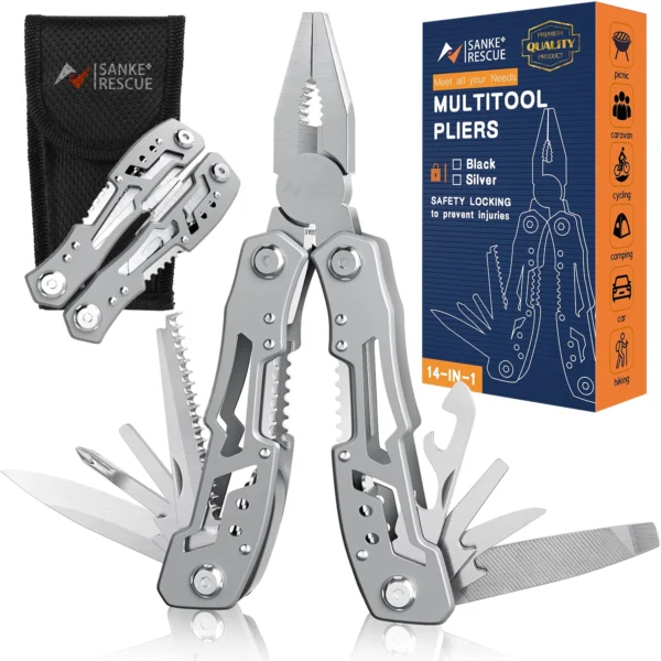 Fnagfo Multi-purpose Folding Pliers with Knives and Scissors